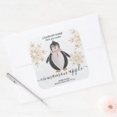 Penguin Glitzer Weihnachts-Schnee Winterkletter Quadratischer Aufkleber (Umschlag)