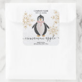Penguin Glitzer Weihnachts-Schnee Winterkletter Quadratischer Aufkleber (Tasche)
