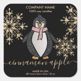 Penguin Glitzer Weihnachtsschnee Winter Quadratischer Aufkleber