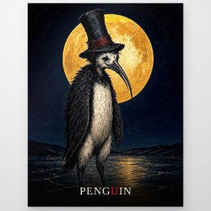Penguin Gothic Top Hat gothisch Surreal Postkarte