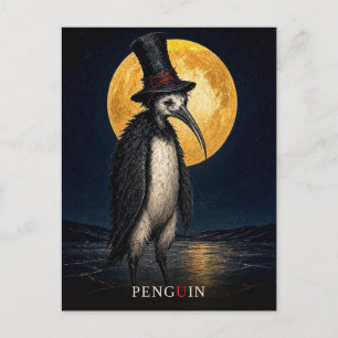 Penguin Gothic Top Hat gothisch Surreal Postkarte