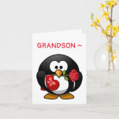 PENGUIN GRANDSON VALENTINE KARTE (Gelbe Blume)