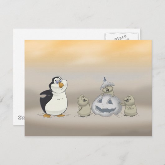 Penguin Halloween Postcard Postkarte (Vorne/Hinten)