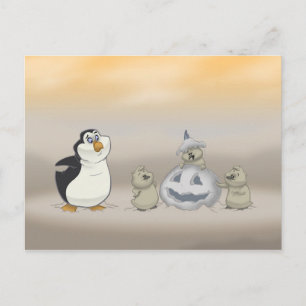 Penguin Halloween Postcard Postkarte