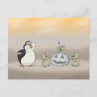 Penguin Halloween Postcard Postkarte