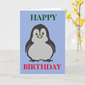 Penguin Happy Birthday Greetings Card Karte (Gelbe Blume)