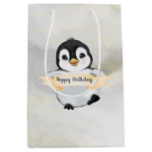 Penguin Happy Birthday Mittlere Geschenktüte (Vorderseite)
