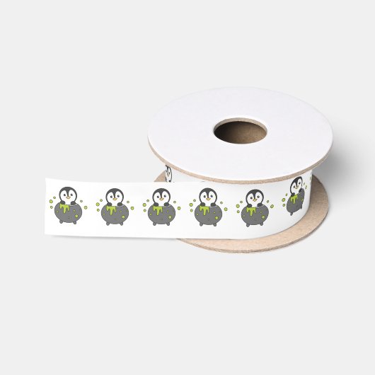 Penguin Happy Halloween Cauldron Bat Satinband (Spule)