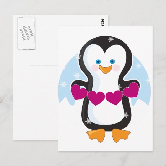 Penguin Heart Postkarte (Vorne/Hinten)