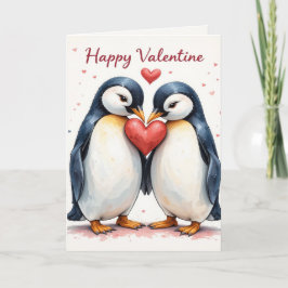 Penguin Heart Valentine Cute Couple Romantic  Feiertagskarte