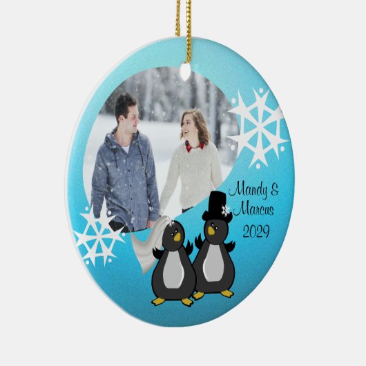 Penguin Hochzeit Keramikornament (Rechts)