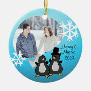 Penguin Hochzeit Keramikornament