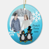 Penguin Hochzeit Keramikornament (Links)