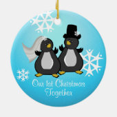 Penguin Hochzeit Keramikornament (Hinten)