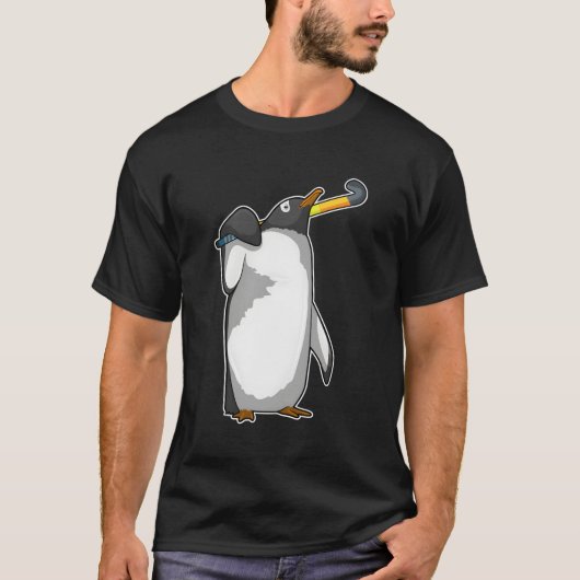 Penguin Hockey Hockey Stick Sports T-Shirt (Vorderseite)