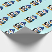 Penguin Holding a Dreidel in Hanukkah Geschenkpapier (Ecke)