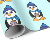 Penguin Holding a Dreidel in Hanukkah Geschenkpapier (Rolleneckpunkt)