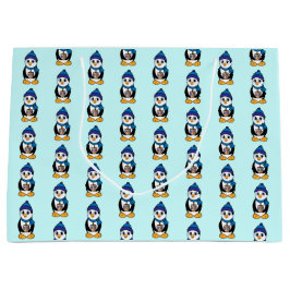 Penguin Holding a Dreidel in Hanukkah Große Geschenktüte