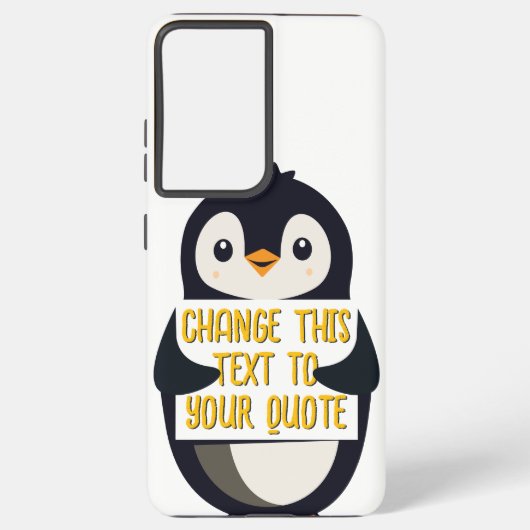 Penguin holding a sign with custom message samsung galaxy hülle (Rückseite)