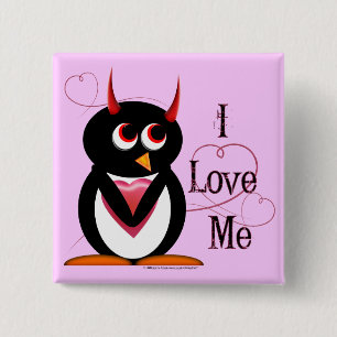 Penguin I LIEBE ICH Bling Button
