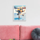 Penguin Ice Skating Winter Nursery Wall Art Canvas Leinwanddruck (Insitu (Wohnzimmer))