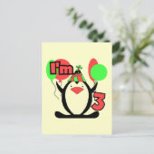Penguin ich bin 3 Geburtstagsgeschenke Postkarte (Stehend Vorderseite)