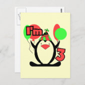 Penguin ich bin 3 Geburtstagsgeschenke Postkarte (Vorne/Hinten)