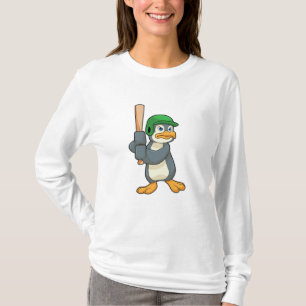 Penguin im Baseball mit Baseball Fledermaus und He T-Shirt