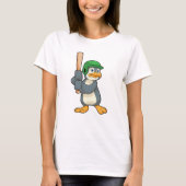 Penguin im Baseball mit Baseball Fledermaus und He T-Shirt (Vorderseite)