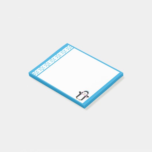 Penguin in aufgeblähter Form Post-it Klebezettel (angewinkelt)