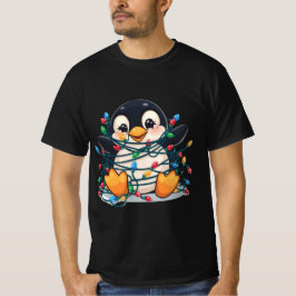 Penguin in Christmas Lights – Holiday Fun Design T-Shirt