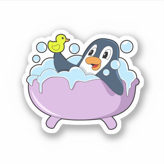 Penguin in der Badewanne mit Duck Aufkleber (Vorderseite)