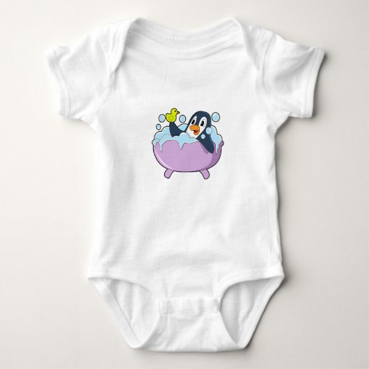 Penguin in der Badewanne mit Duck Baby Strampler (Vorderseite)