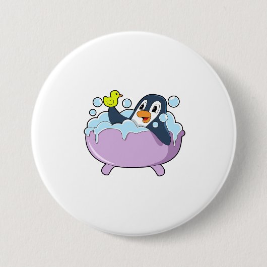 Penguin in der Badewanne mit Duck Button (Vorderseite)