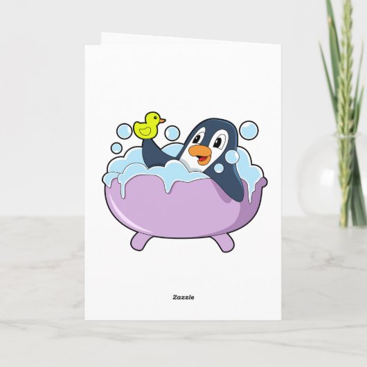 Penguin in der Badewanne mit Duck Karte (Rückseite)