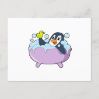 Penguin in der Badewanne mit Duck