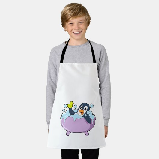 Penguin in der Badewanne mit Duck Schürze (Getragen)