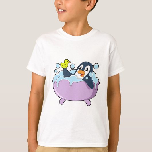 Penguin in der Badewanne mit Duck T-Shirt (Vorderseite)
