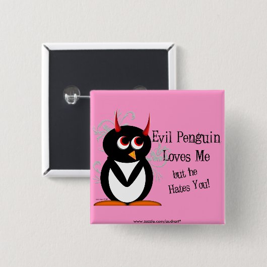 Penguin in der Liebe Bling Button (Vorne & Hinten)