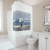 Penguin in front of an ice arch duschvorhang (Beispiel)