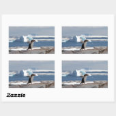 Penguin in front of an ice arch rechteckiger aufkleber (Blatt)