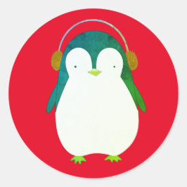 PENGUIN IN RED Classic Round Sticker