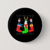 Penguin In Xmas Socks Funny Holiday Ugly Sweater C Button (Vorderseite)