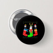 Penguin In Xmas Socks Funny Holiday Ugly Sweater C Button (Vorne & Hinten)