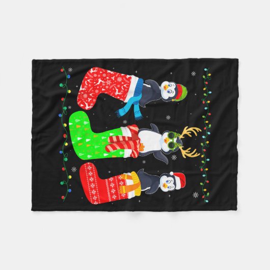Penguin In Xmas Socks Funny Holiday Ugly Sweater C Fleecedecke (Vorderseite (Horizontal))