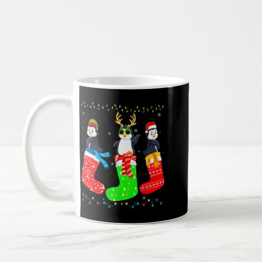 Penguin In Xmas Socks Funny Holiday Ugly Sweater C Kaffeetasse (Links)