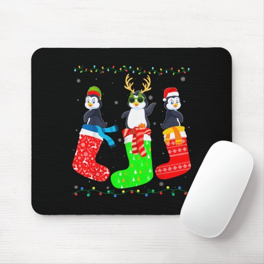 Penguin In Xmas Socks Funny Holiday Ugly Sweater C Mousepad (Mit Mouse)