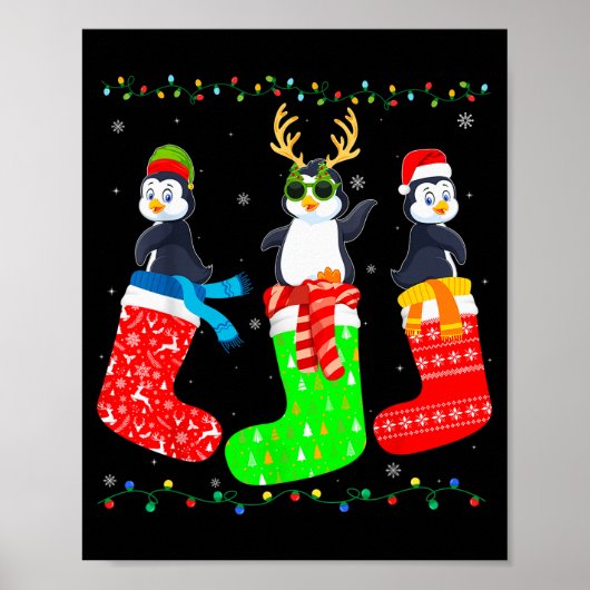 Penguin In Xmas Socks Funny Holiday Ugly Sweater C Poster (Vorne)