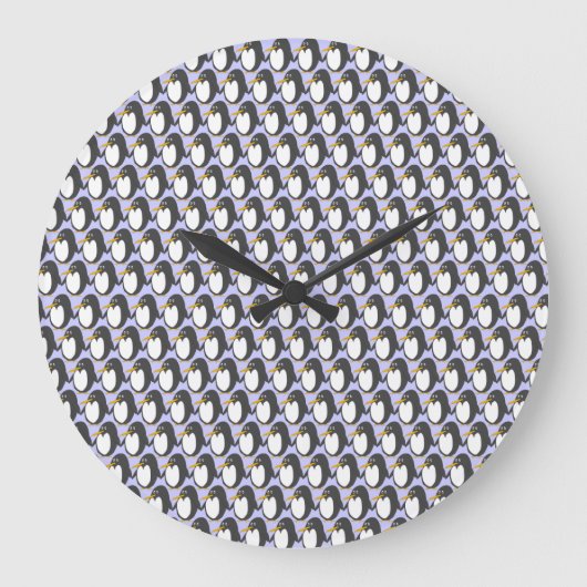 Penguin Invasion Round Clock Große Wanduhr (Vorderseite)