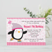 Penguin Invitation - Mädchen Geburtstag (Schneeflo Einladung (Stehend Vorderseite)